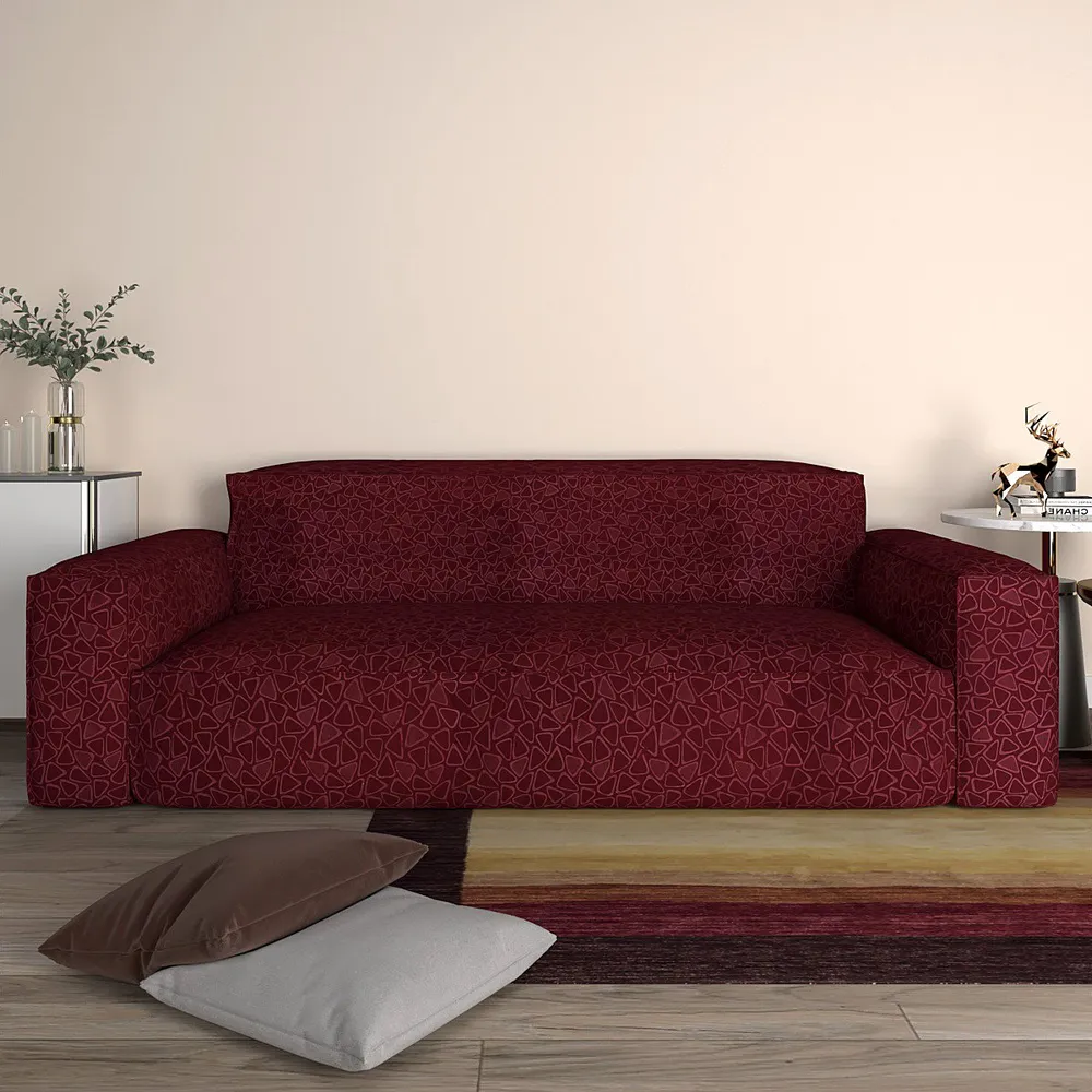 Cortina Spandex Stretchable Printed Maroon Sofa Slip cover