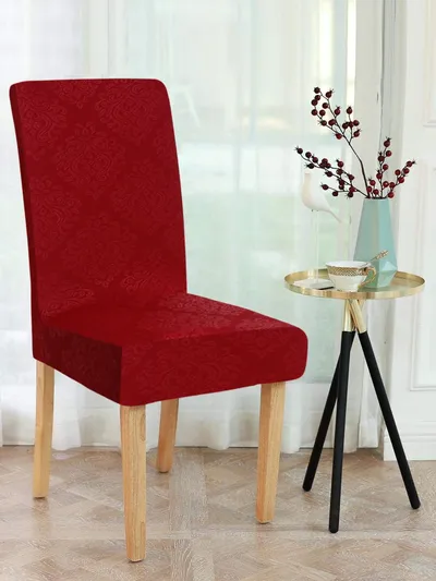 Cortina Spandex Stretchable Solid Textured Elastic Red Chair Cover