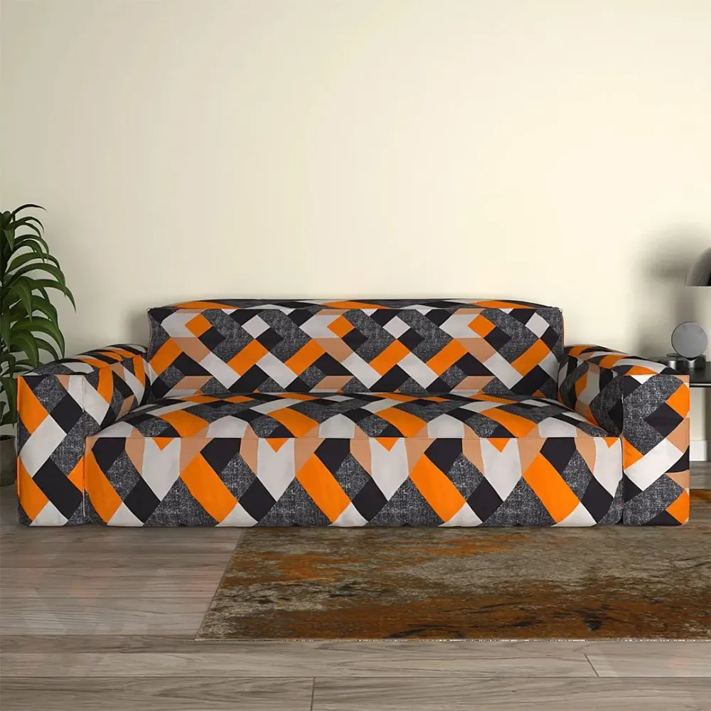 Cortina Spandex Super Stretchable Orange Sofa Slipcover