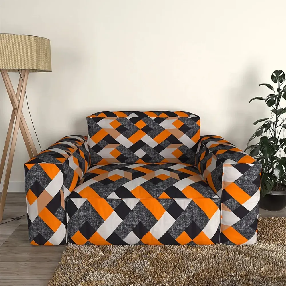 Cortina Spandex Super Stretchable Orange Sofa Slipcover