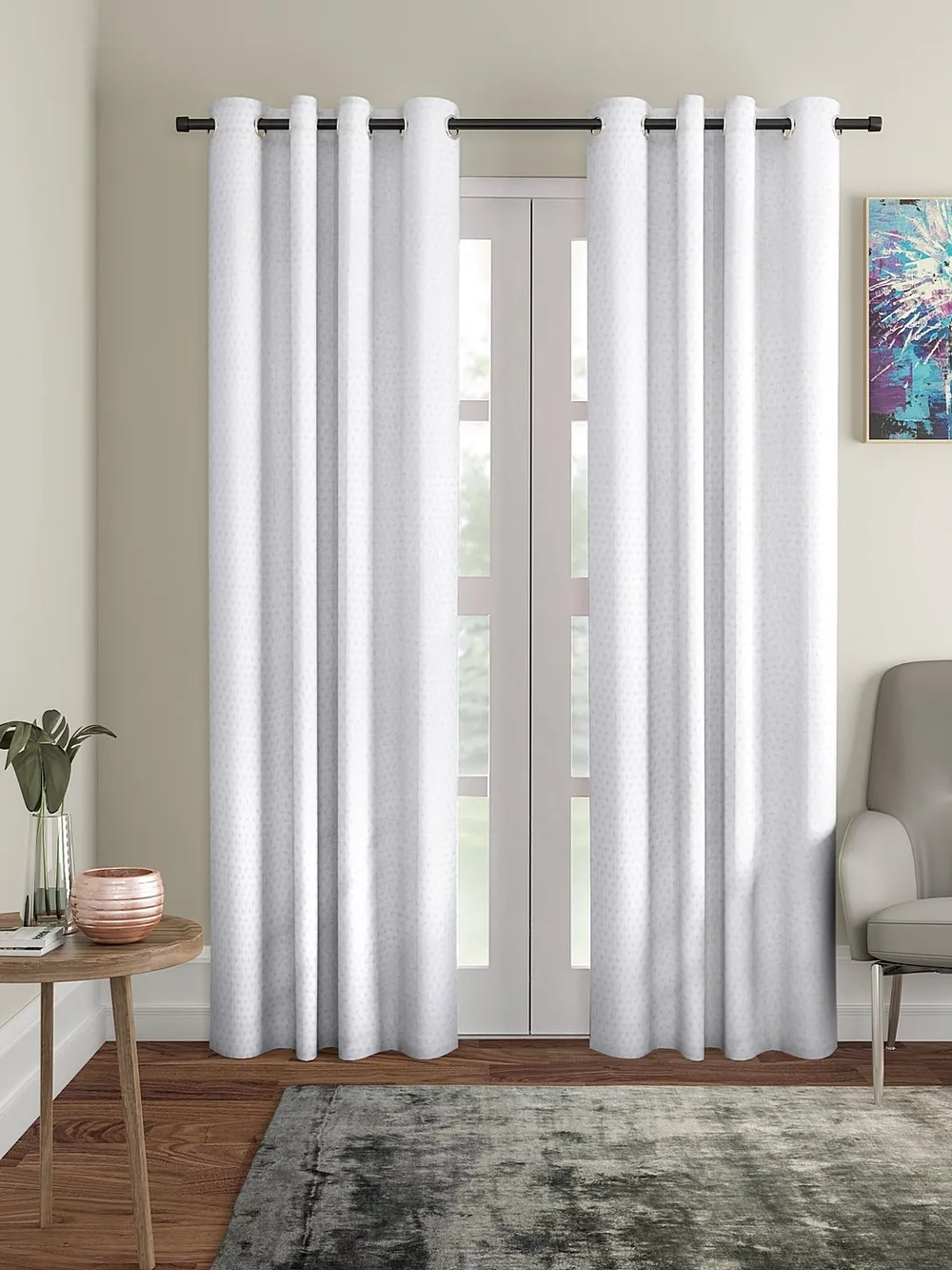 Cortina White Designer Eyelet Door Curtain