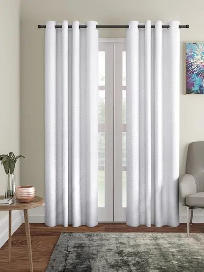 Cortina White Designer Eyelet Door Curtain