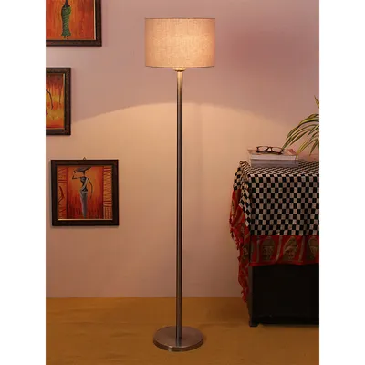 Cotton Drum Designer Steel Floor Lamp for Home Decor
