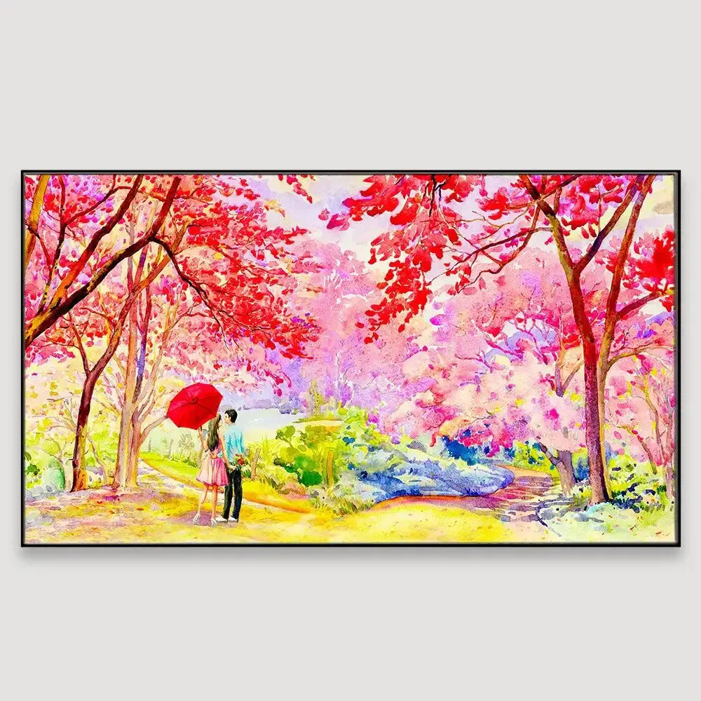 Couple in Beautiful Autumn Garden Canvas Printed Painting