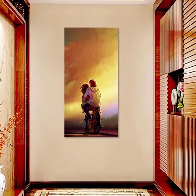 Couple Riding Cycle Canvas Printed Wall Painting