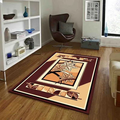 Crafted Floral Pattern Brown Polyester Area Carpet