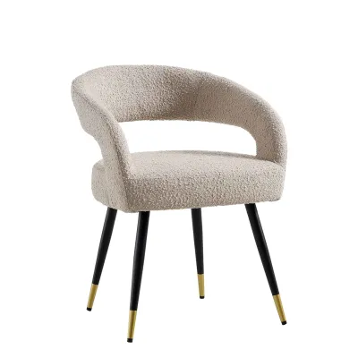 Creamy Wave Boucle Accent Chair