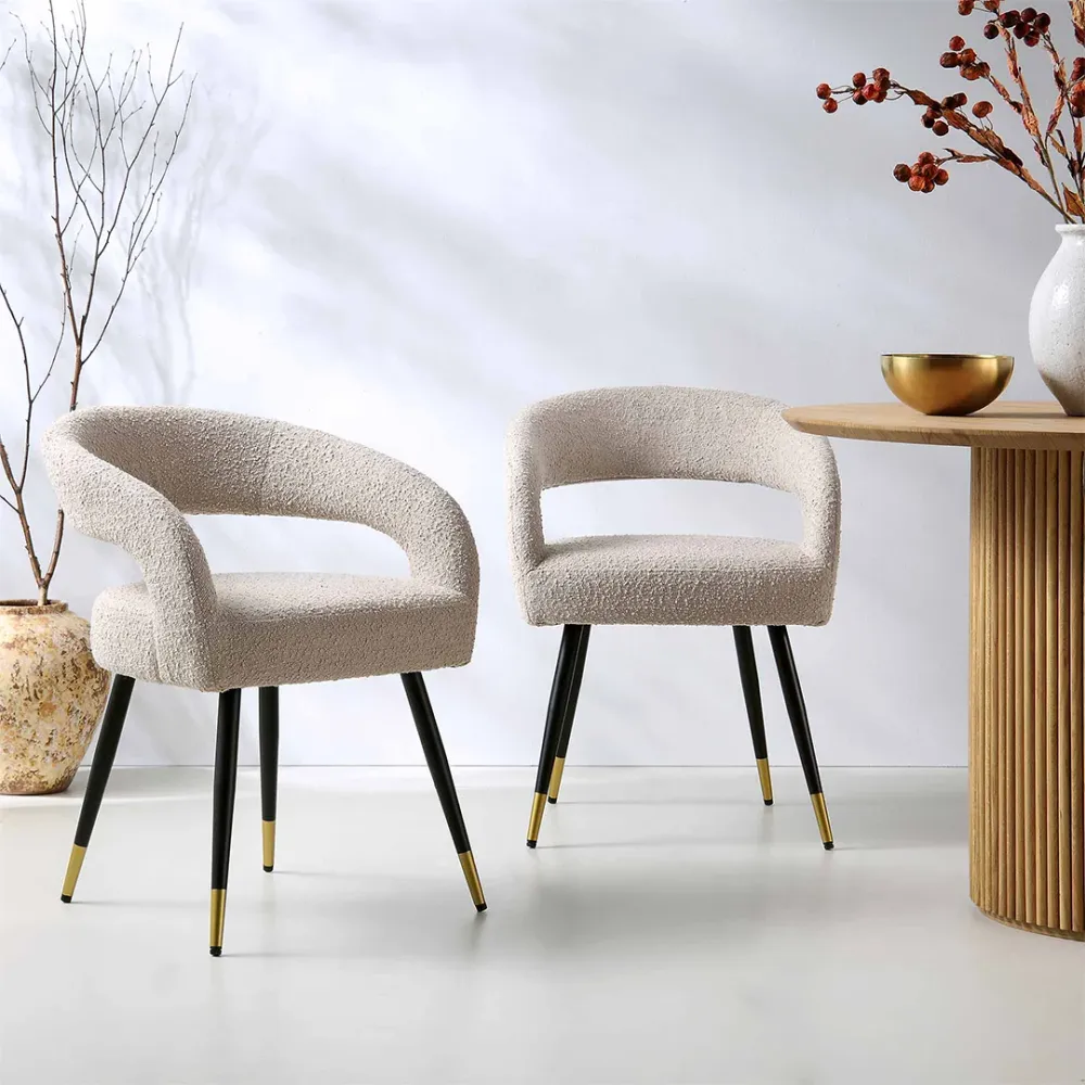 Creamy Wave Boucle Accent Chair