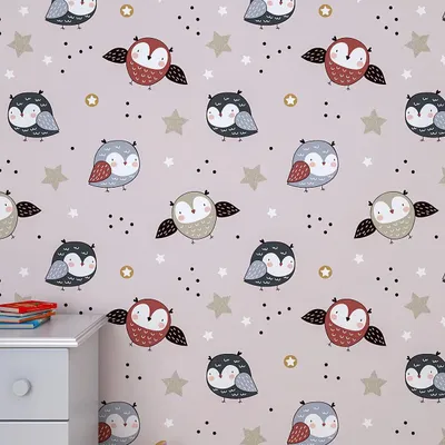 Cute Flying Owl Kids Self Adhesive Wallpaper