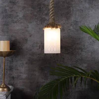 Cylindrical Warm Rope Hanging Light