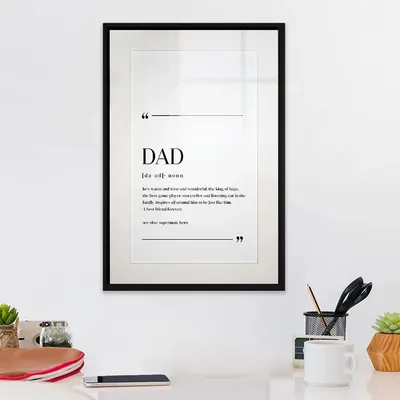 DAD' Typographical Framed Wallart for Gynecologist Office
