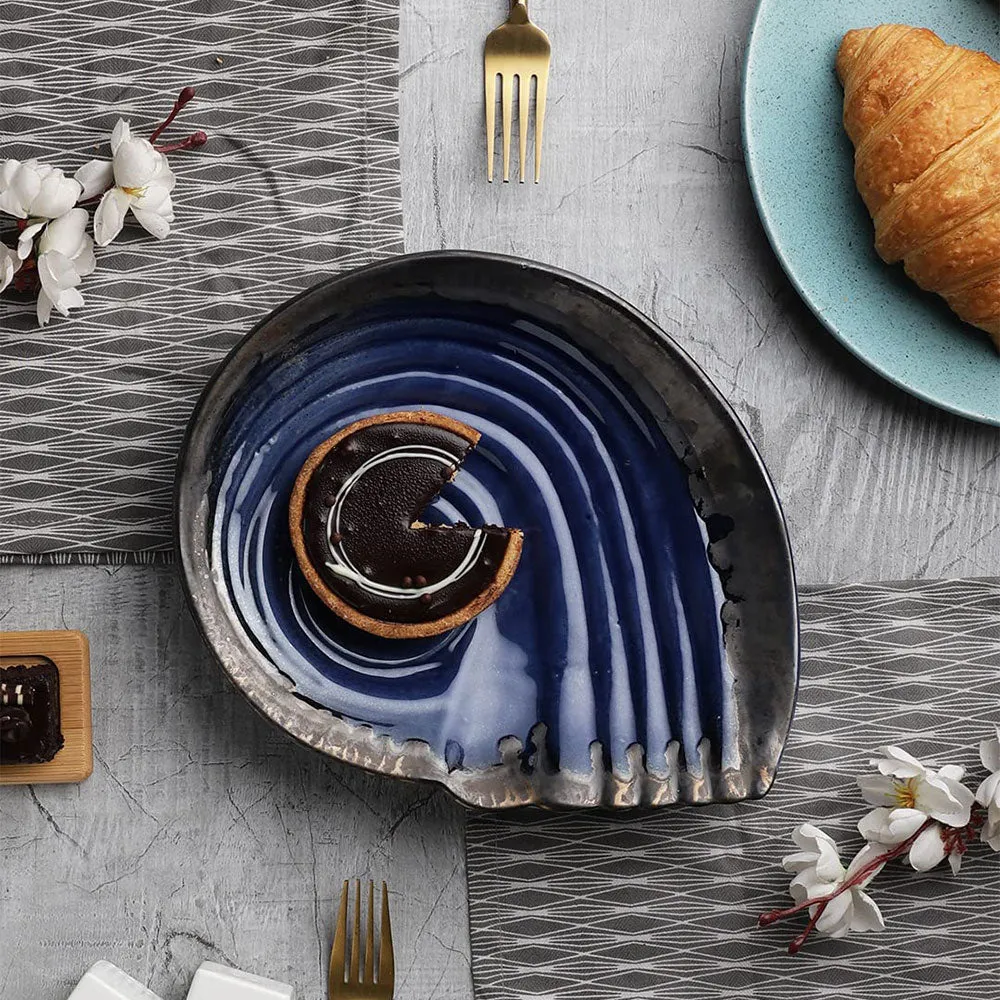 Dark Blue Shell Patterned Snacks Platter