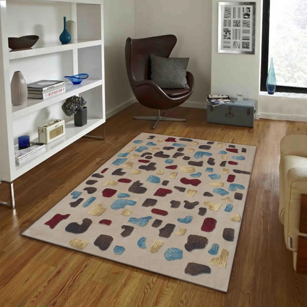 Dash Of Colors Modern Designer Beige Tufted Area Carpet