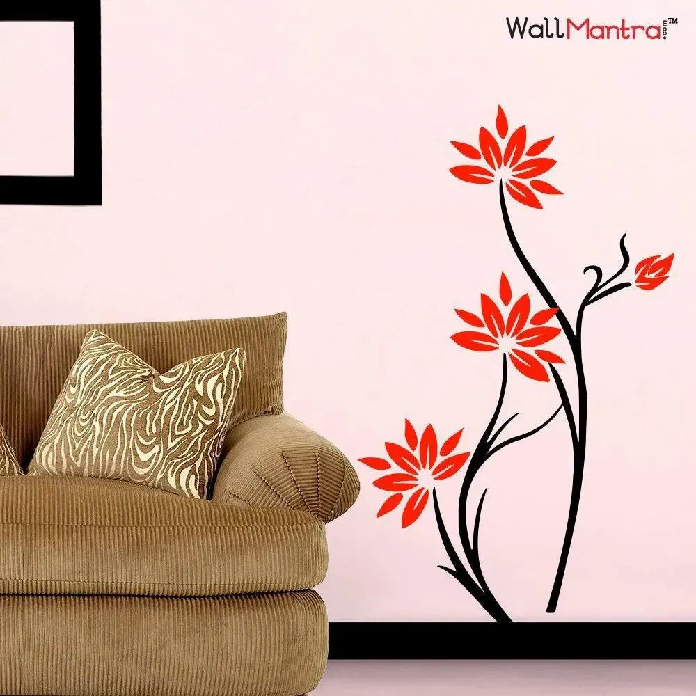 Decorated Flower Wall Sticker Premium Quality PVC Vinyl