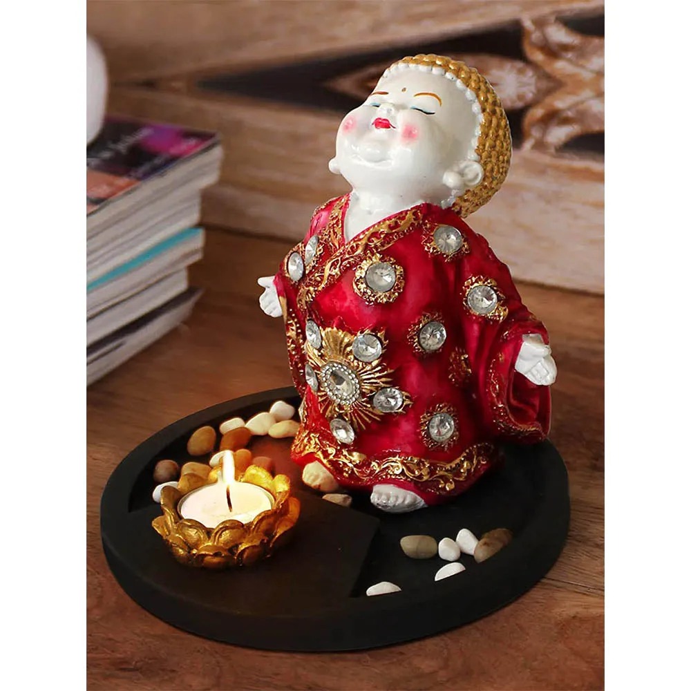 Decorative Baby Buddha In Red Kimono Showpiece