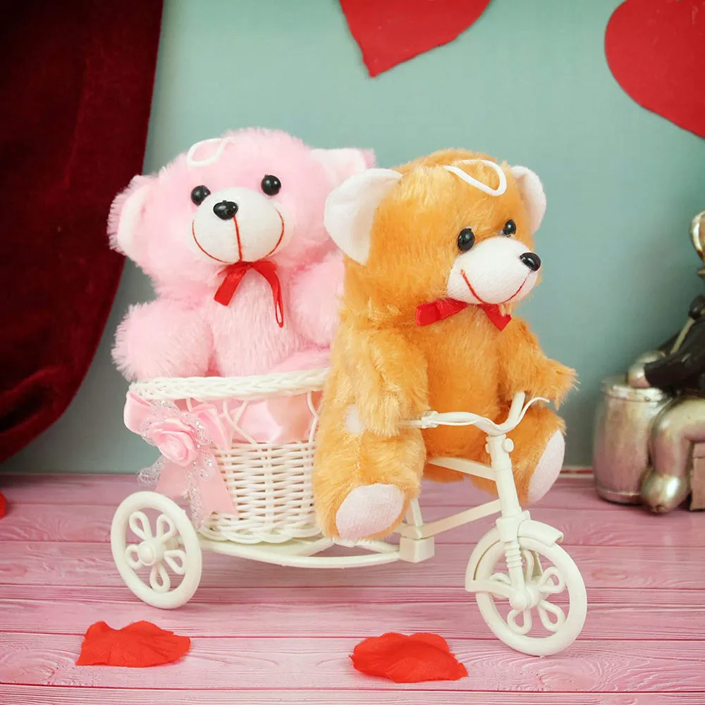 Decorative Cycle with Two Small Teddy Gift Pack for Valentine's Day