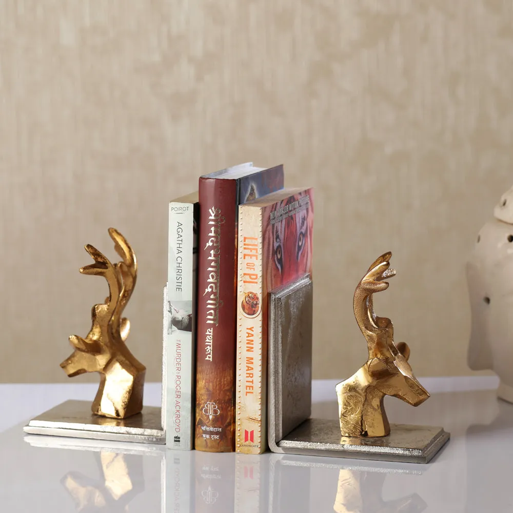 Deer's Decorative Bookend in Silver Finish