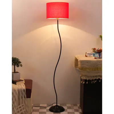 Deigner Wavy Floor Lamp With Drum Shape Cotton Shade