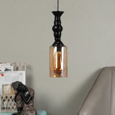 Designer Black Hanging Luster Glass Light (Cylindrical)