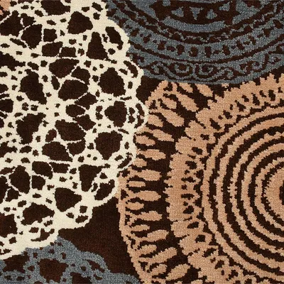 Designer Brown & Beige Geometric Print Polyester Carpet for Living Room