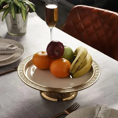 Designer Cake Stand in Blue Enamel & Silver Finish