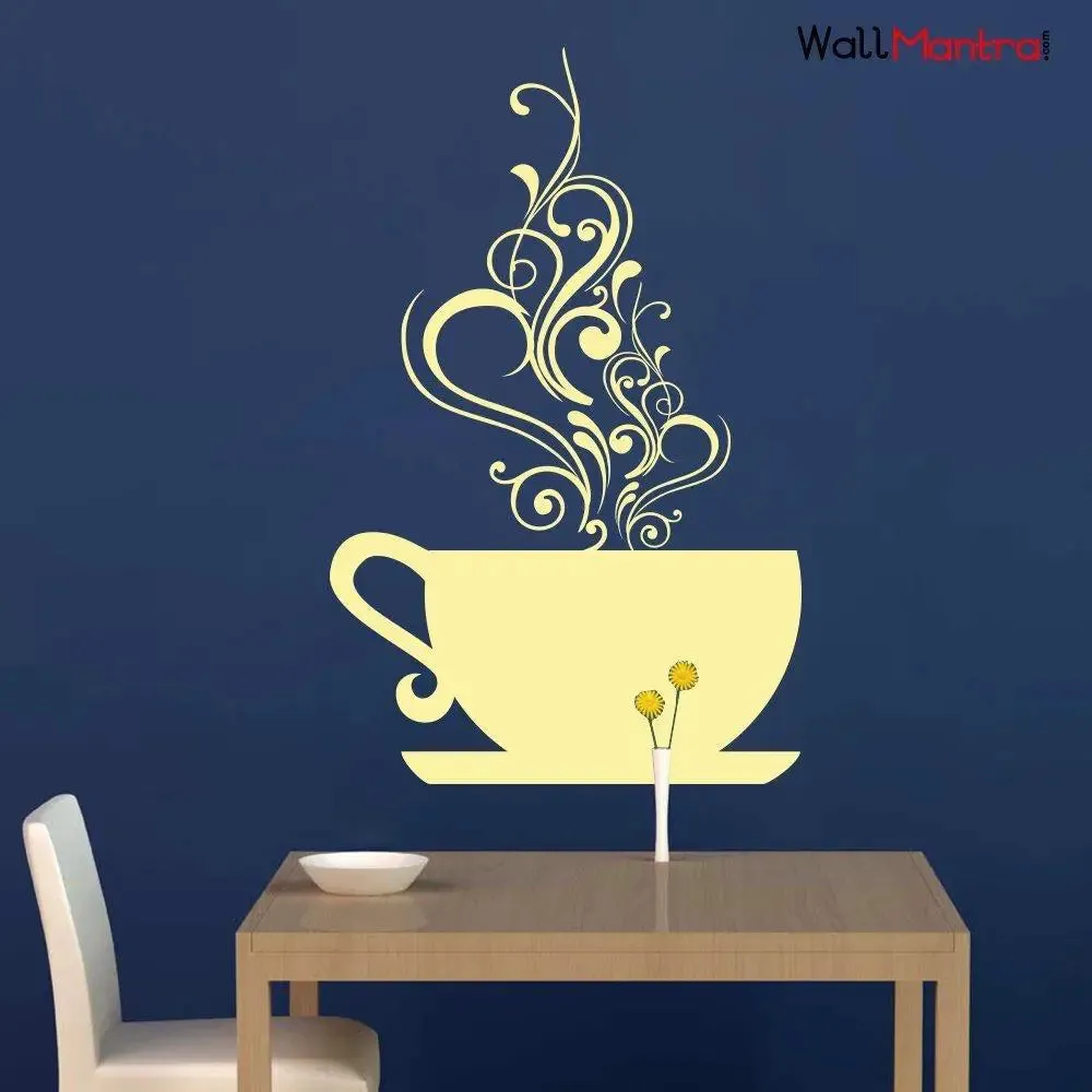 Designer Coffee Cup Wall Decal Wall Sticker