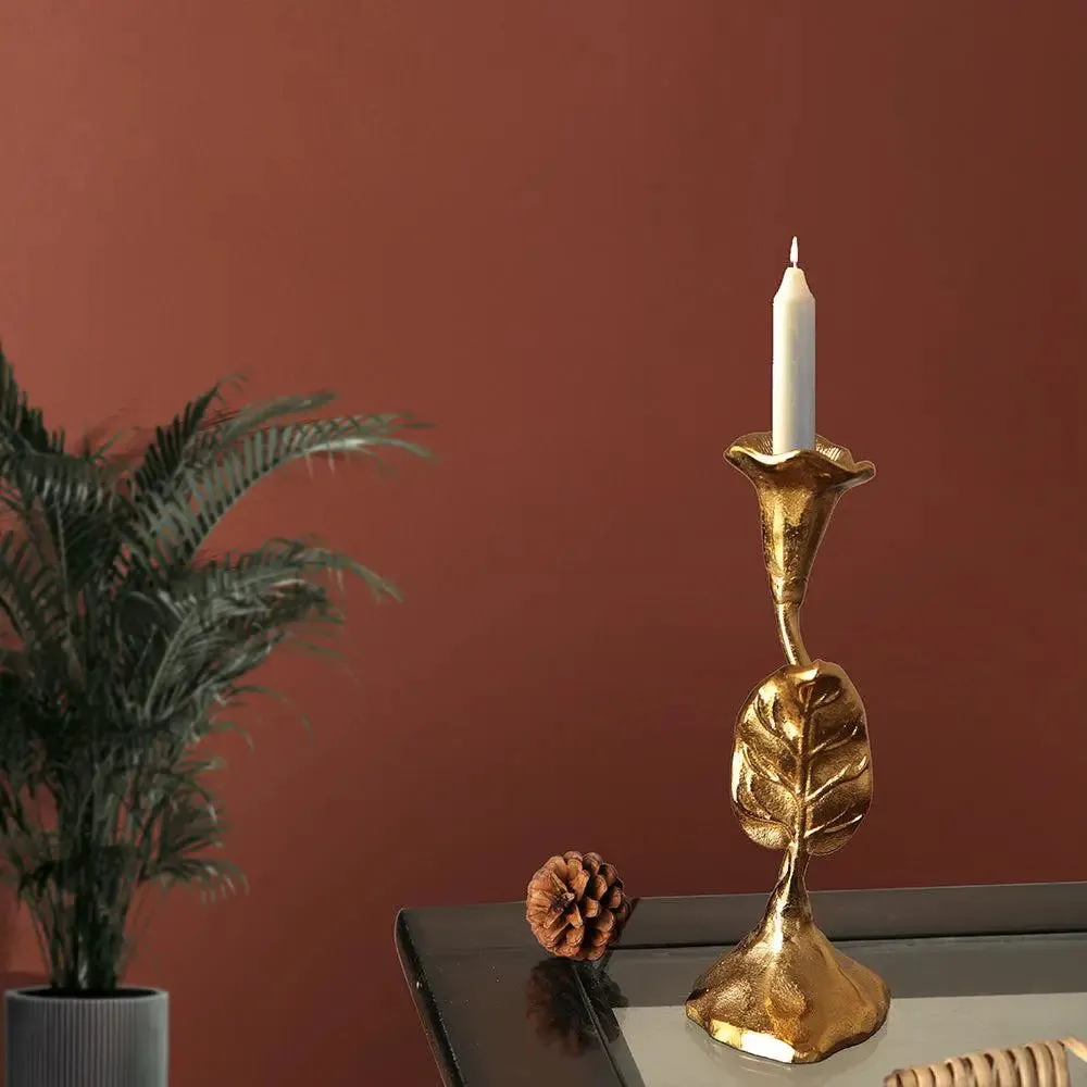 Designer Gold Jules Leaf Candle Holder (Small)