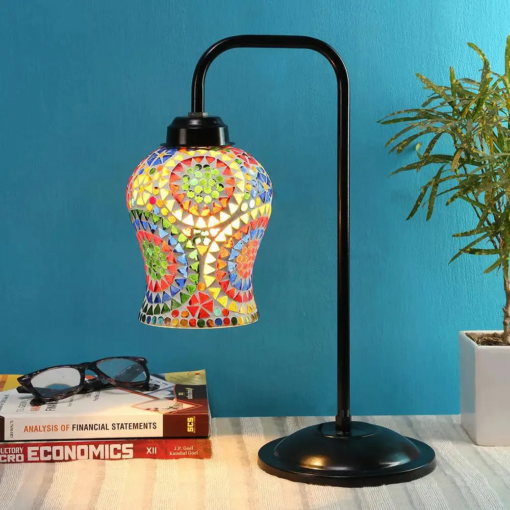 Designer Mosaic Multicolour Glass Table Lamp with Black Base
