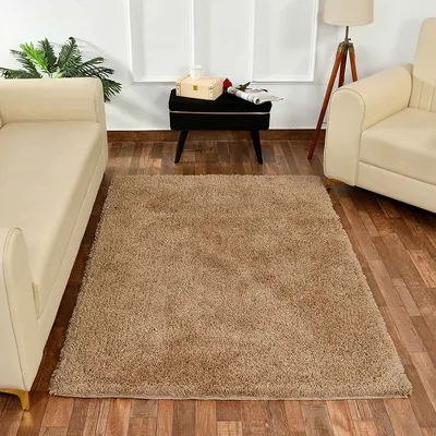 Designer Muted Beige Solid Soft Feel Anti-Skid 100% Cotton Tufted Carpet