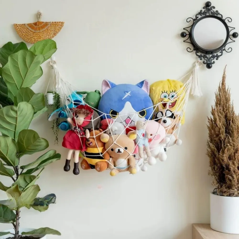 Designer Off-white 100% Cotton Macrame Soft Toy Hammock for Kids Room