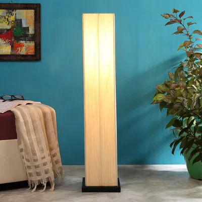 Designer Square Sleek Iron Base Cotton Floor Lamp