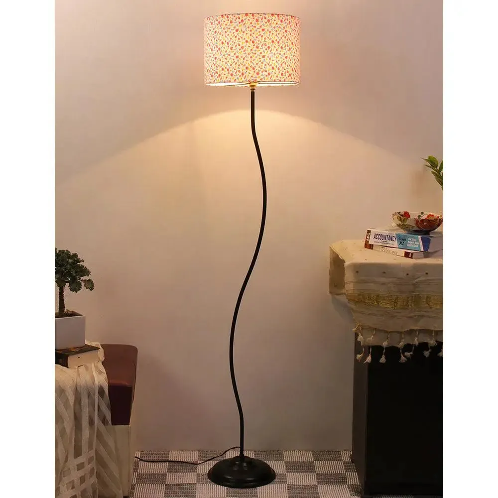 Designer Wavy Floor Lamp with Beige Shade
