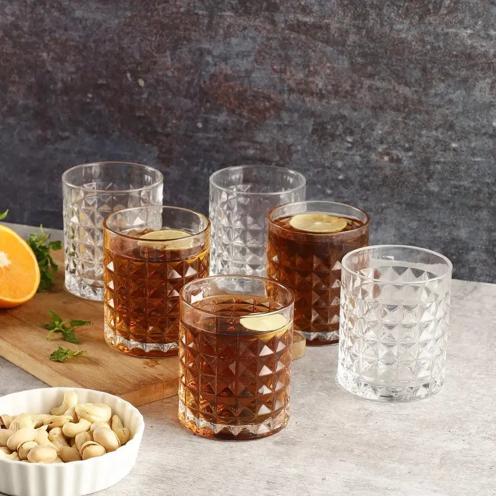 Diamond Cut Standard Whiskey Glass Set Of 6