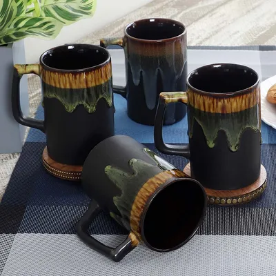 Dipping Milk Squared Dark Green Tea Cups Set Of 6