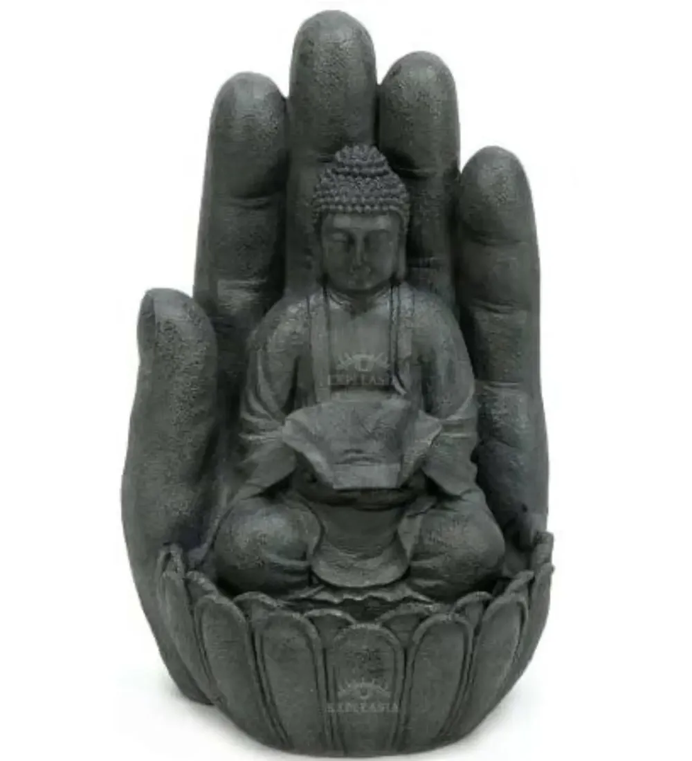 Divine Buddha Plam Dark Grey Indoor Water Fountain