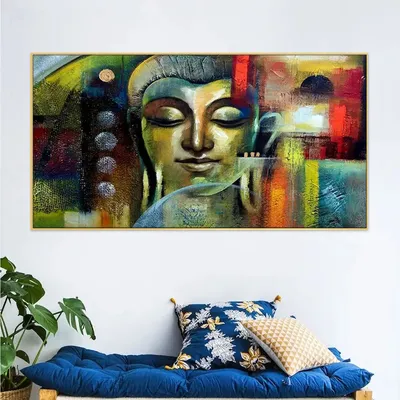 Divine Gautama Buddha Panoramic Canvas Painting