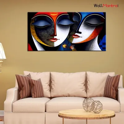 Divine Radha Krishna Romantic Canvas  Wall Painting