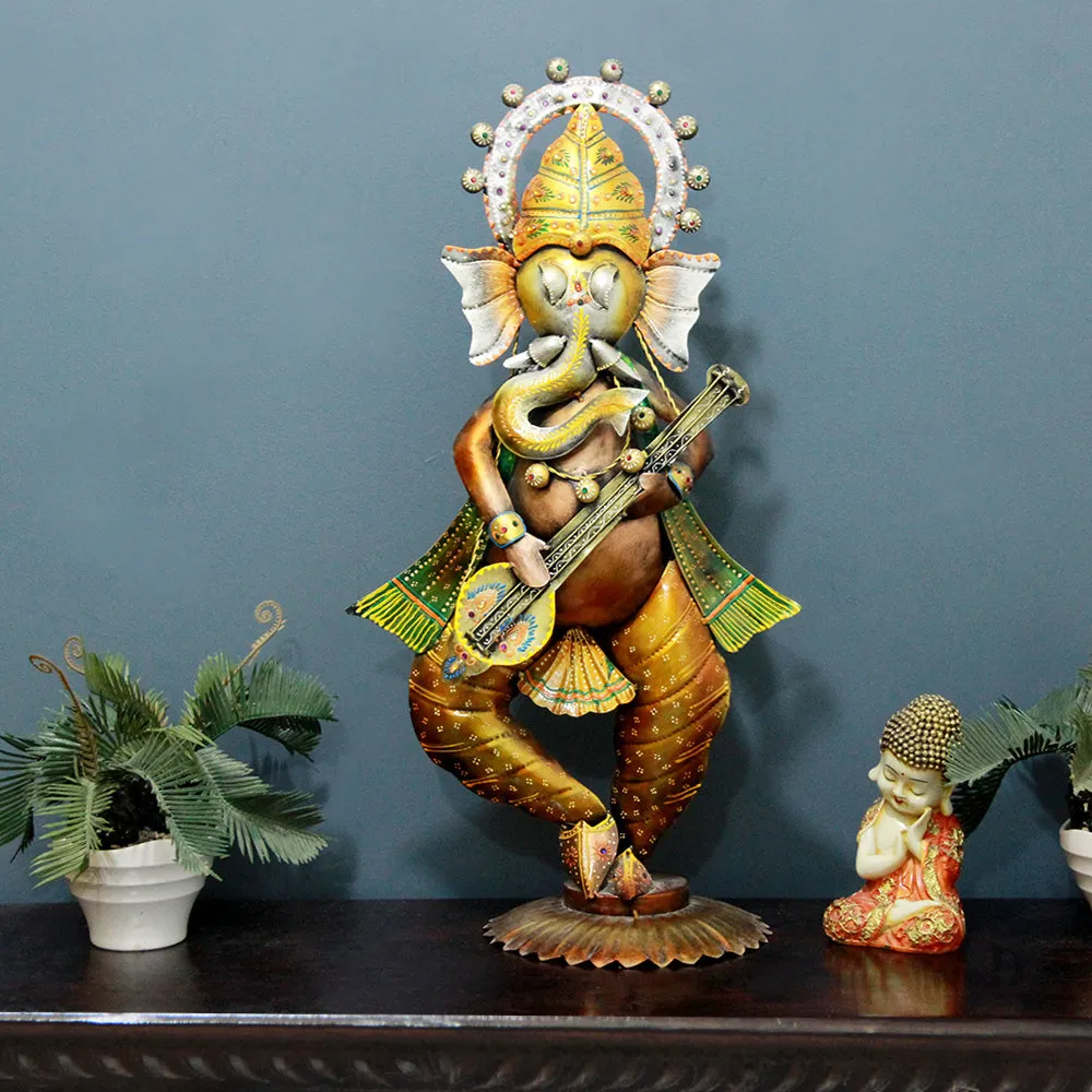 Divine Sitting Ganesha Metal Table Accent