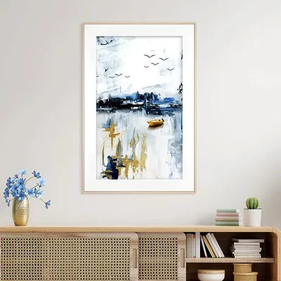 Dreamy Blue &amp; Golden Scenery Framed Wall Art- Large