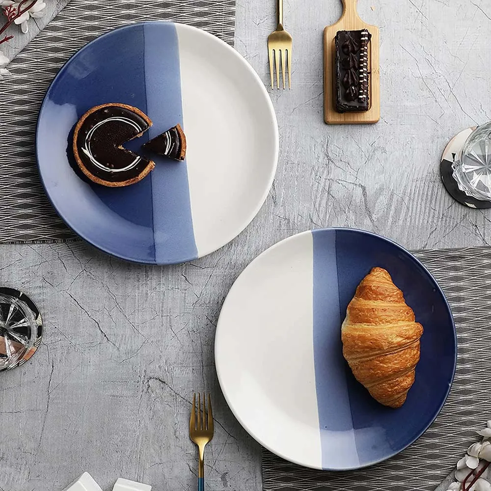 Dual Toned Designer Ceramic Dinner Plates Set Of 2