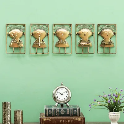 Eccentric Musicians In Gold Metal Wall Art
