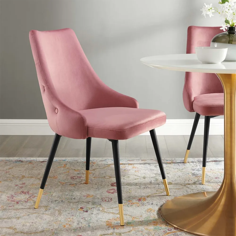 Elegant Pink Velvet Accent Chair