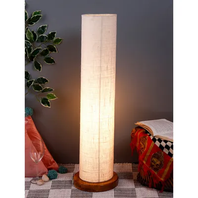 Elite Round Jute Shade Floor Lamp with Sleek Wood Base