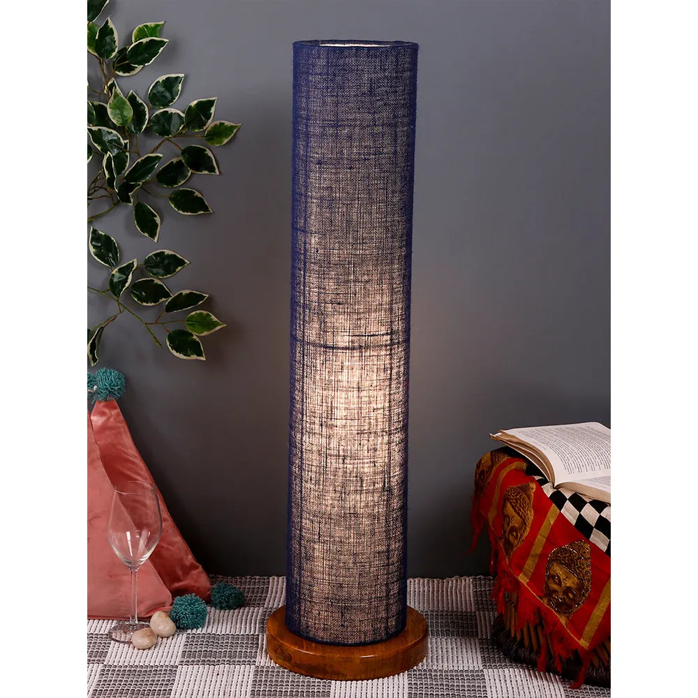 Elite Round Jute Shade Floor Lamp with Sleek Wood Base