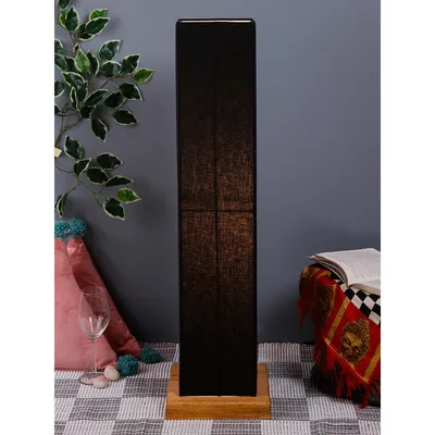 Elite Square Cotton Shade Floor Lamp with Sleek Wood Base