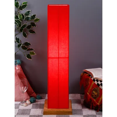 Elite Square Cotton Shade Floor Lamp with Sleek Wood Base