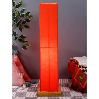 Elite Square Cotton Shade Floor Lamp with Sleek Wood Base