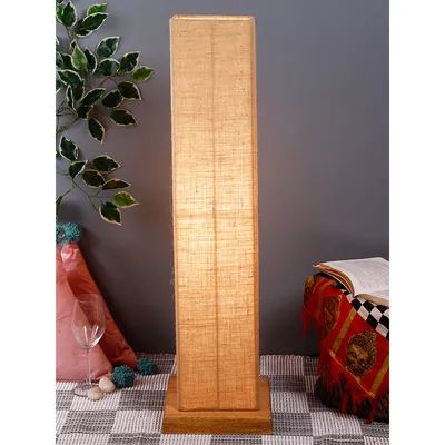 Elite Square Jute Shade Floor Lamp with Sleek Wood Base