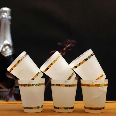 Esctacy Hand-shaped Italian Marble & Semi Precious Stone Shot Glasses (Set of 6)