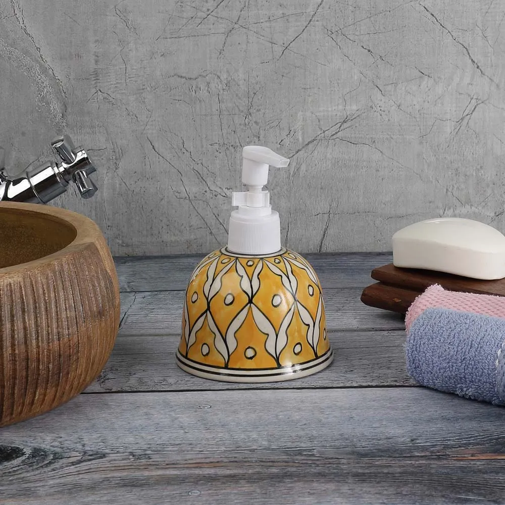 Ethnic Motif Vibran Yellow Ceramic Dispenser